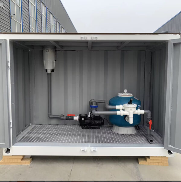 20ft Container Swimming Pool with Fiberglass Viewing Window & Orange Interior