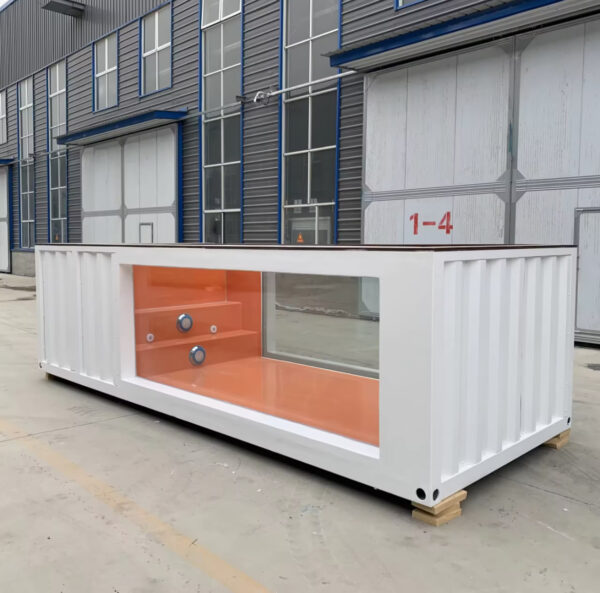 20ft Container Swimming Pool with Fiberglass Viewing Window & Orange Interior